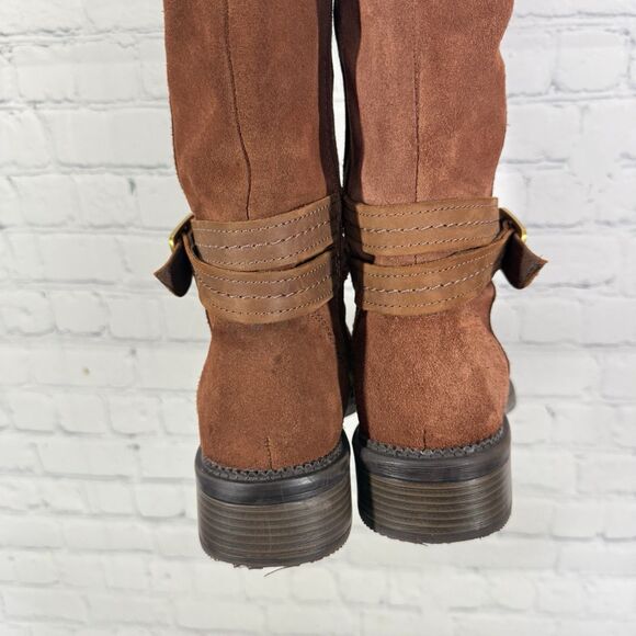 Claks Collection Riding Boots Women Size 6 Brown Suede Leather Buckle Campus - Picture 8 of 16